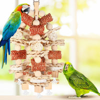 Bird Toys, Natural Corn Cob and Loofah Slices for Large Parrots - Wooden - image 2