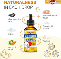Cat Joint Supplement for All Breeds – Glucosamine for Cats and Kittens – Glucosamine, Chondroitin, MSM for Hip & Joint Care – Natural Ingredients with Chicken Flavor – 2 Oz