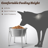 Elevated Dog Bowls for Large & Medium Dogs - Stainless Steel 64oz/8 Cup Raised Feeder with Non-Slip Base, Dual Food & Water Bowls 2-Pack