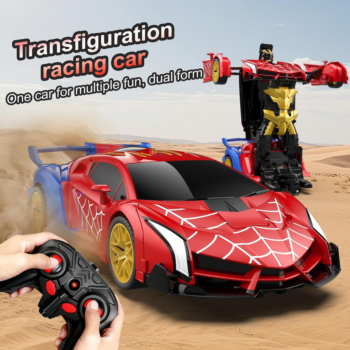 Blackma Transform Rc Cars for Boys 4-7 8-12 - Red & Blue - image 3