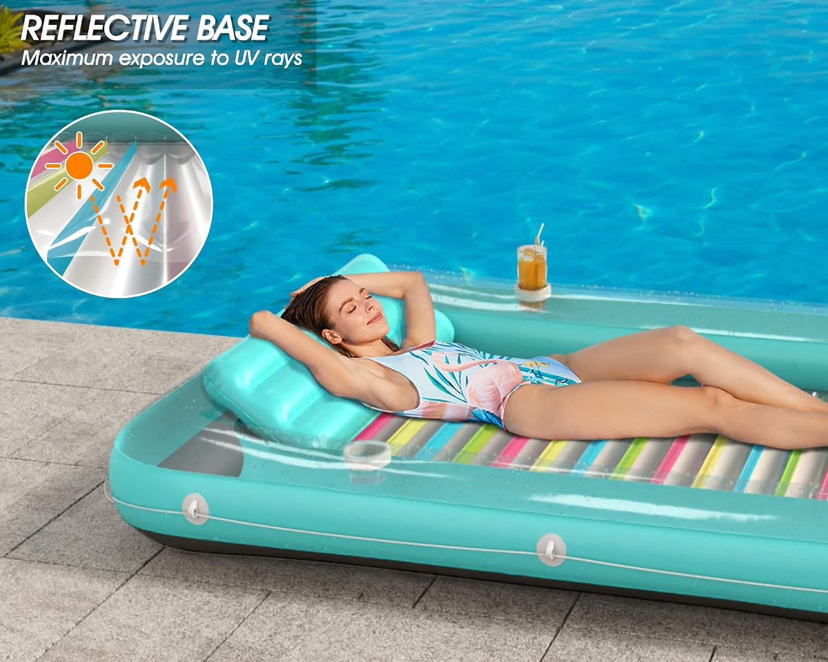 Inflatable Tanning Pool Lounger Float - Mint Green / X-Large - image 3