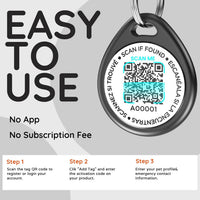QR Code Cat Tags Personalized Small, Real-time Alerts, Pink – Essentials for Cats - 1 Pack Black Rocky / Large-1.2"*1.4" - image 2