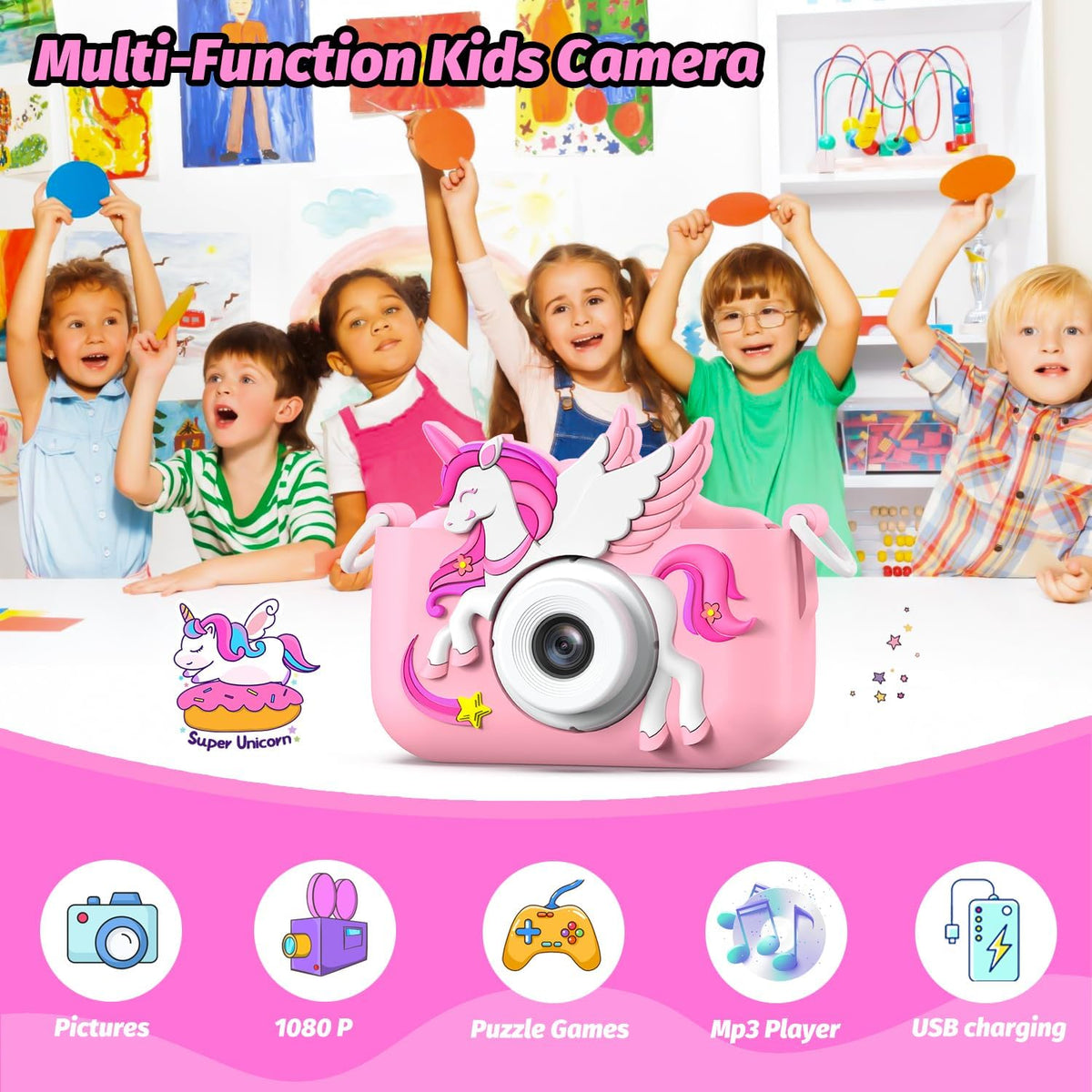 Dinosaur Kids Camera for Boys Girls - Pink - image 3