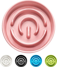 Ceramic Slow Feeder Dog Bowls - Pink / 6 Inches