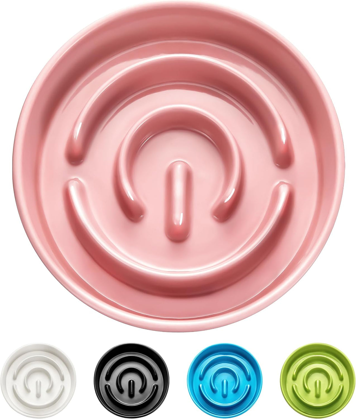 Ceramic Slow Feeder Dog Bowls - Pink / 6 Inches
