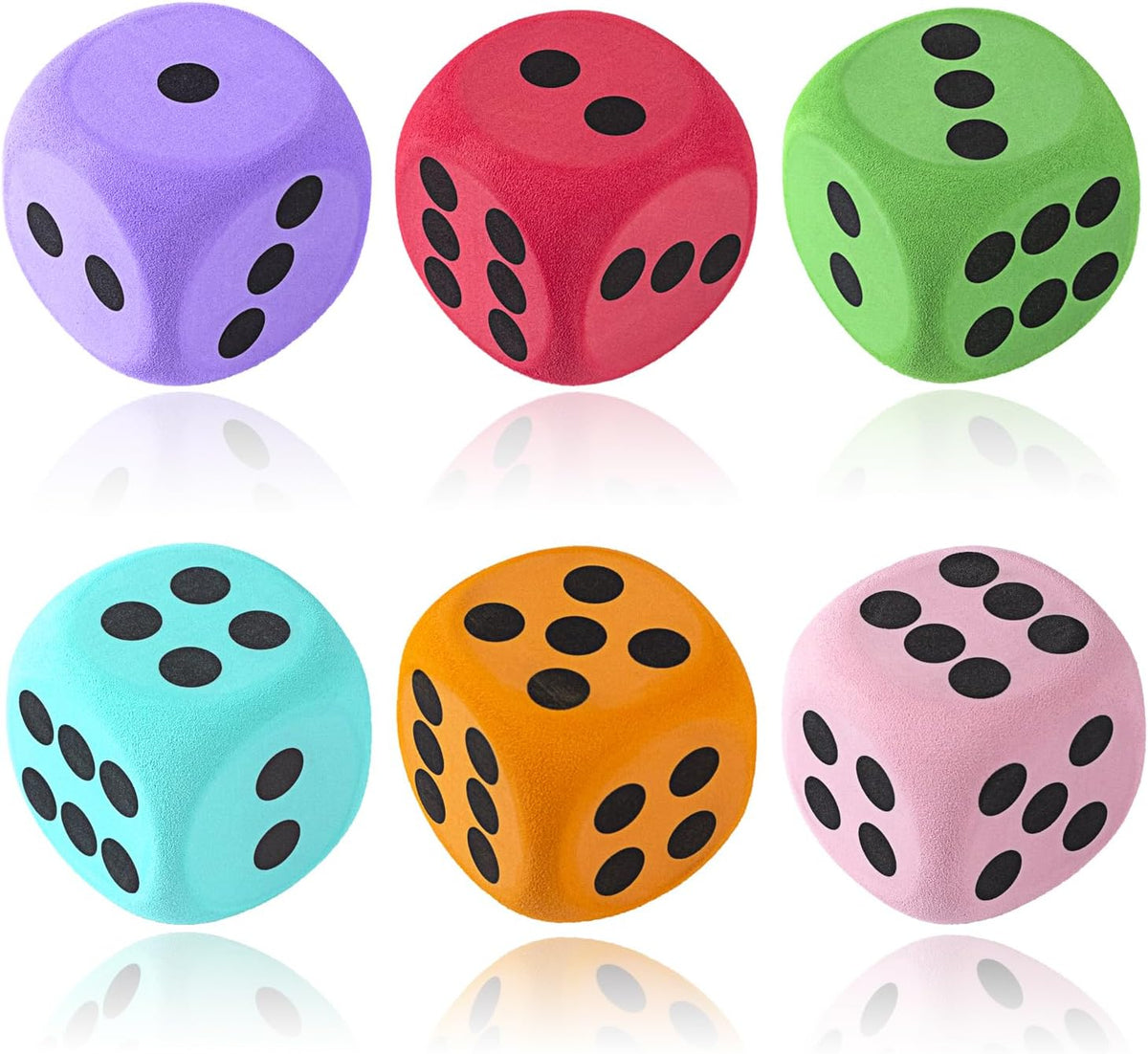 Yowget 6 piece large EVA foam dice, 3.15 inches each