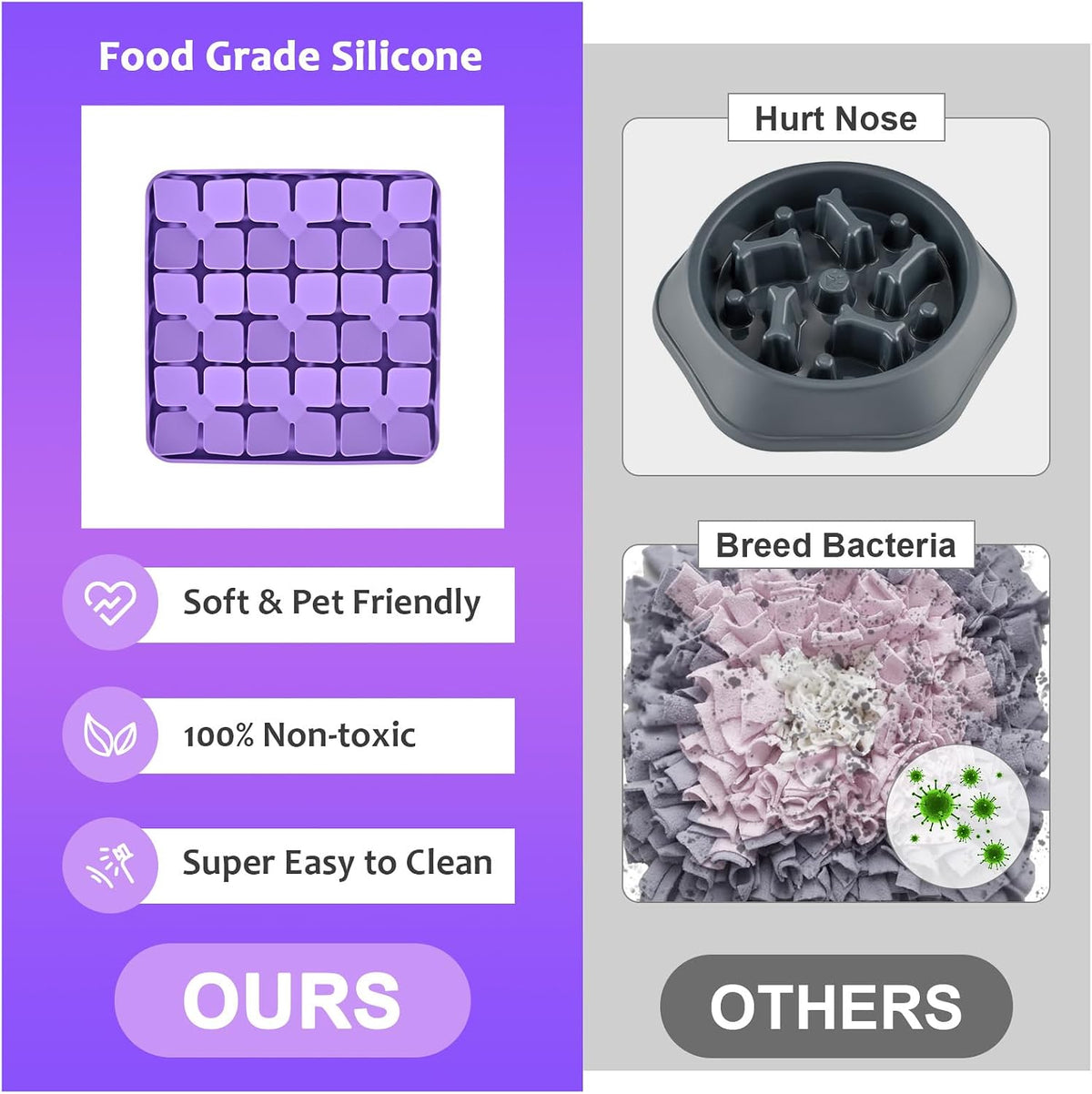 Silicone Snuffle Mat for Dogs, Blue - A(8"x8")-Purple - image 4