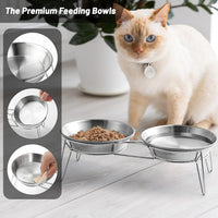 Elevated Cat Bowls, Wide Stainless Steel Cat Food Bowls with Metal Stand Whisker Stress-Free - Integrated Bowls - image 3