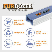 FurDozer X3 MEGA Pet Hair Remover & Auto Detailing Tool - Cat & Dog Hair Remover for Carpet, Car Interior, Couch, Bedding, & Furniture - Reusable Pet Hair Removal Tool for Dog Fur & Lint, 10", Purple