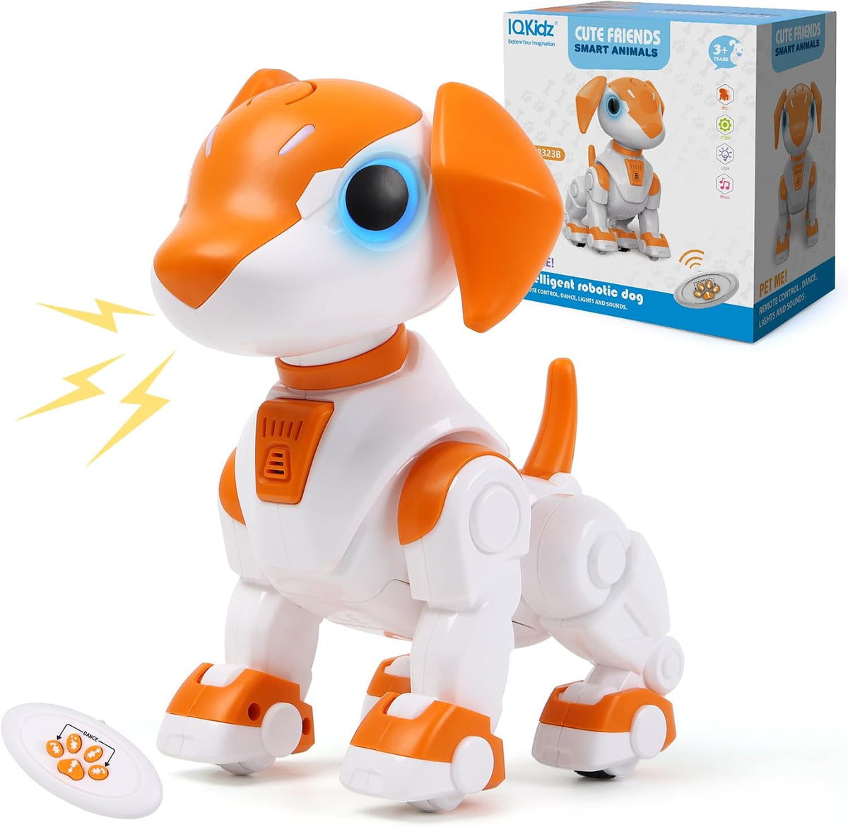 IQKidz Dinosaur World Race Track Toys, 1 Race Car, 6 Dino Toys - Robot Toy Dog
