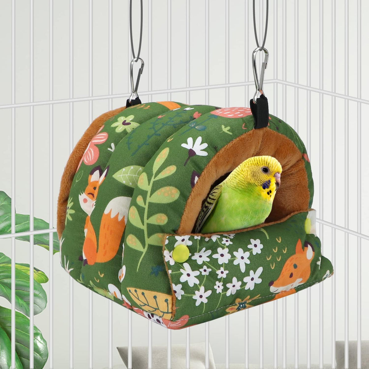 Wontee Bird Nest House Winter Warm Snuggle Hut Bird Bed Hanging - Small / Green - image 2