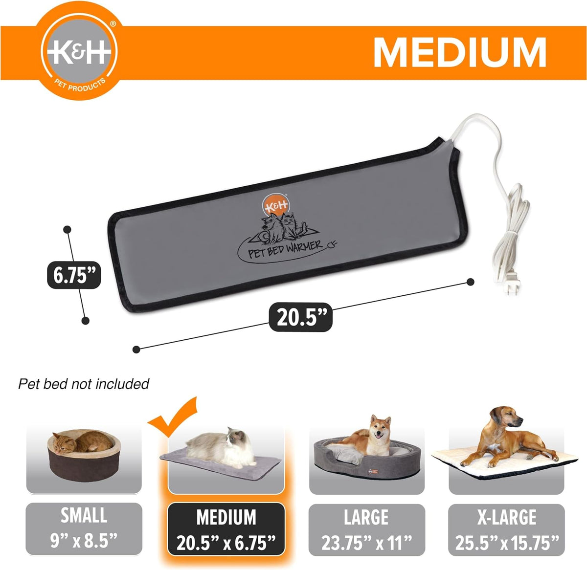 K&H Pet Bed Warmer, Safety Listed, Cat Heating Pad - Gray / Medium - image 2
