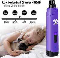 Casfuy Dog Nail Grinder Upgraded - Professional 2-Speed Electric Rechargeable Pet Nail Trimmer Painless Paws Grooming & Smoothing for Small Medium Large Dogs & Cats (Purple)