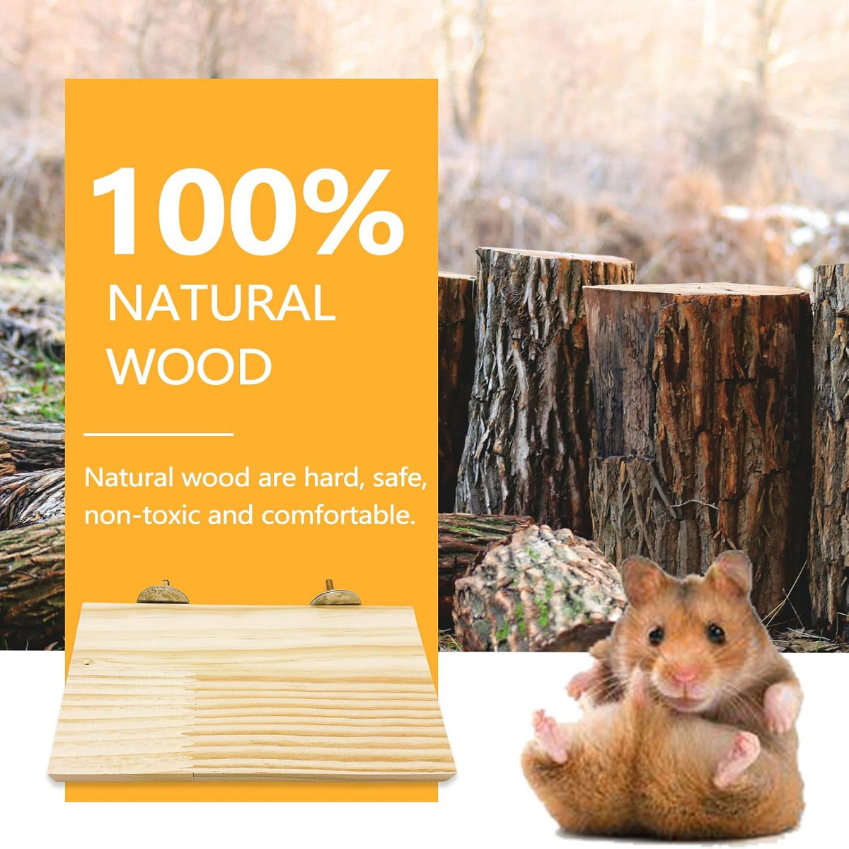 2Pcs Chinchilla Wood Ledge Hamster Wooden Flexible Platform Perch - 7.5 × 4 inch - image 2