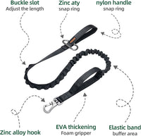 EXCELLENT ELITE SPANKER Tactical Bungee Dog Leash Military Adjustable Dog Leash Quick Release Elastic Leads Rope with 2 Control Handle(Black