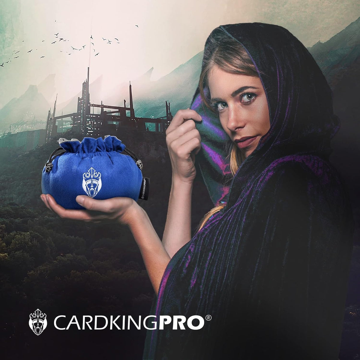 CardKingPro Immense Dice Bags with Pockets, Holds 150+ Dice - Blue - image 3