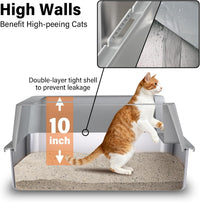 Stainless Steel Litter Box, Metal Cat Litter Box for Kitten - Large:23X14.6X10 with Lid - image 3