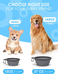 2 Pack Collapsible Dog Bowls with Bottle Carrier – Essentials for Dogs - Large (Pack of 2) / 1. Gray & Pink - image 2