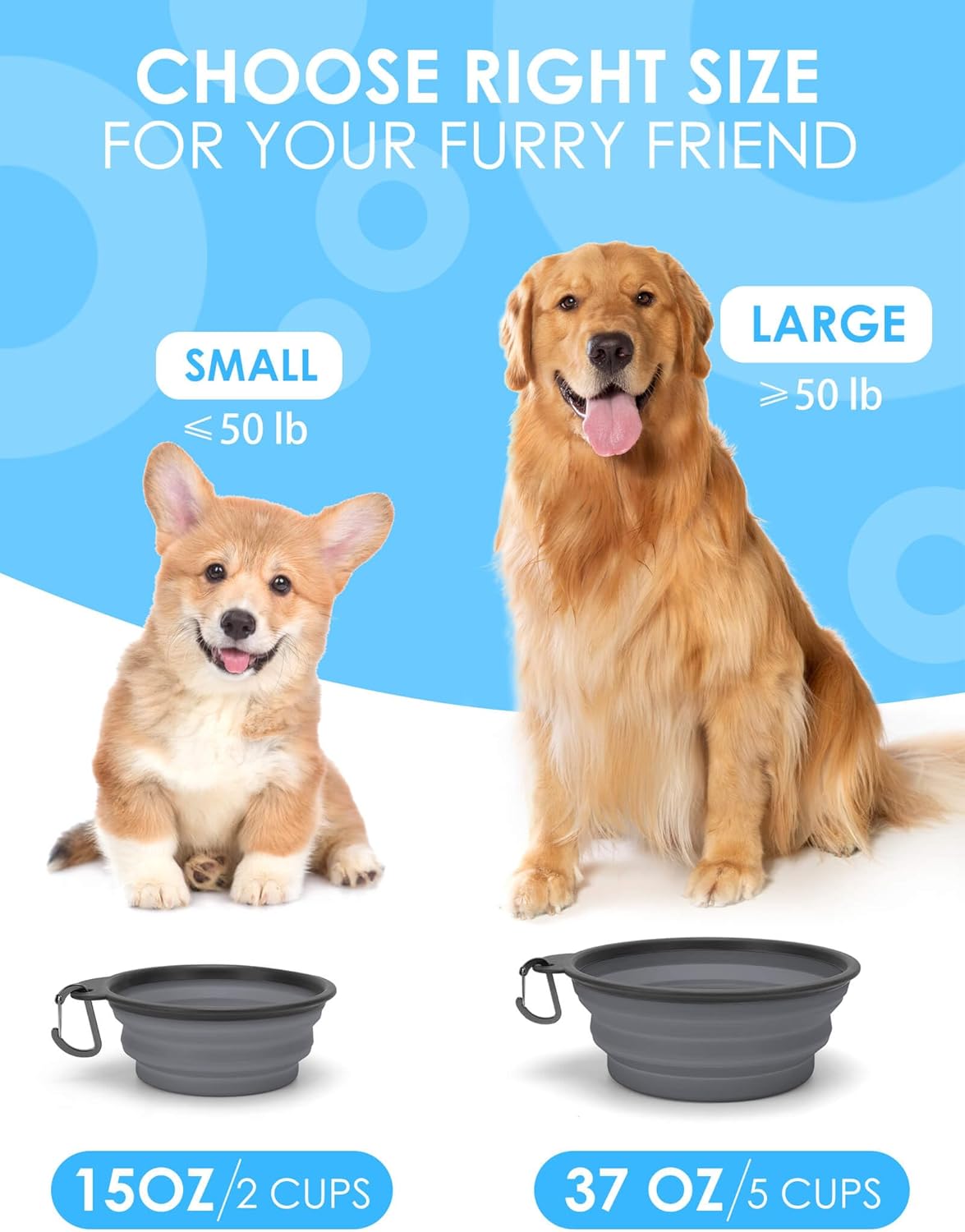 2 Pack Collapsible Dog Bowls with Bottle Carrier – Essentials for Dogs - Large (Pack of 2) / 1. Gray & Pink - image 2