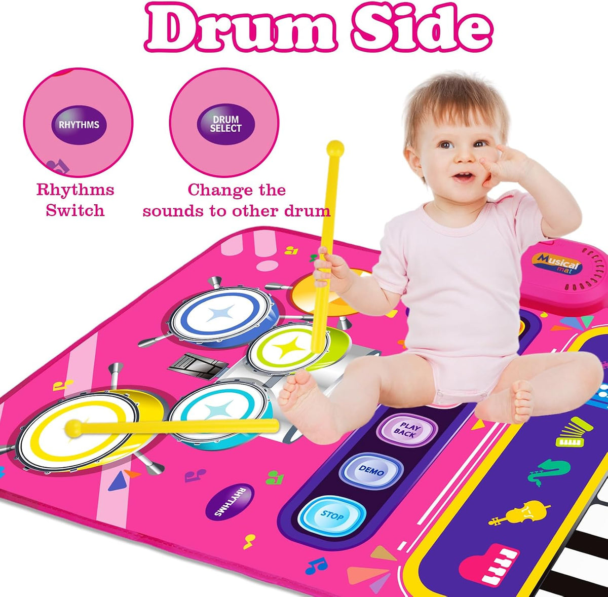 Toys for 1 Year Old Girl Gifts: 2 in 1 Baby Piano Mat Toddler Toys - image 4