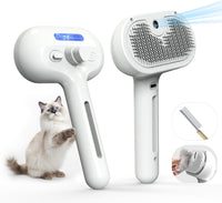 Pet Grooming Brush with Electronic Mist Spray - White