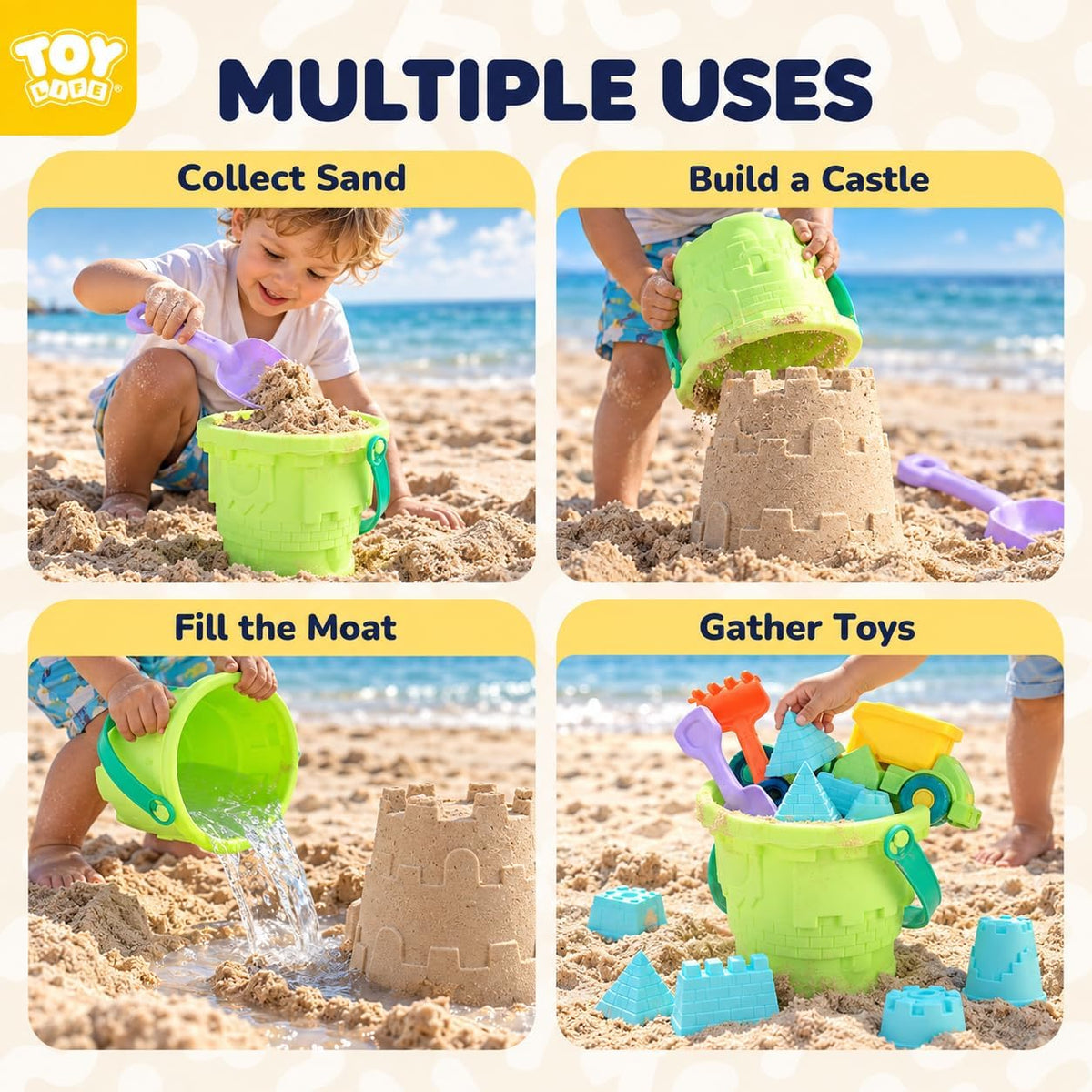 TOY Life Beach Sand Toy Set with Dump Truck & Bucket, Ages 3-5 – Fun for Kids & Family - Multicolored Dump Truck Set - image 3