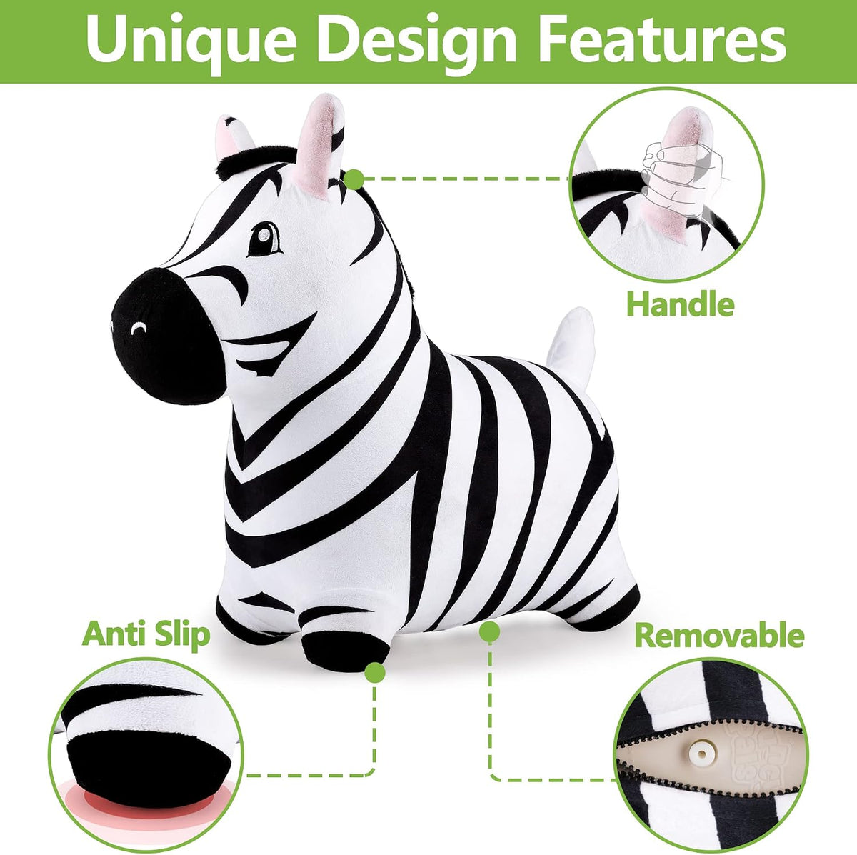 Bouncy Pals Bull Hopping Horse - Zebra - image 3