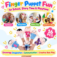 Sealive 6 piece family finger puppets for toddlers with grandparents, parents and kids - view 5