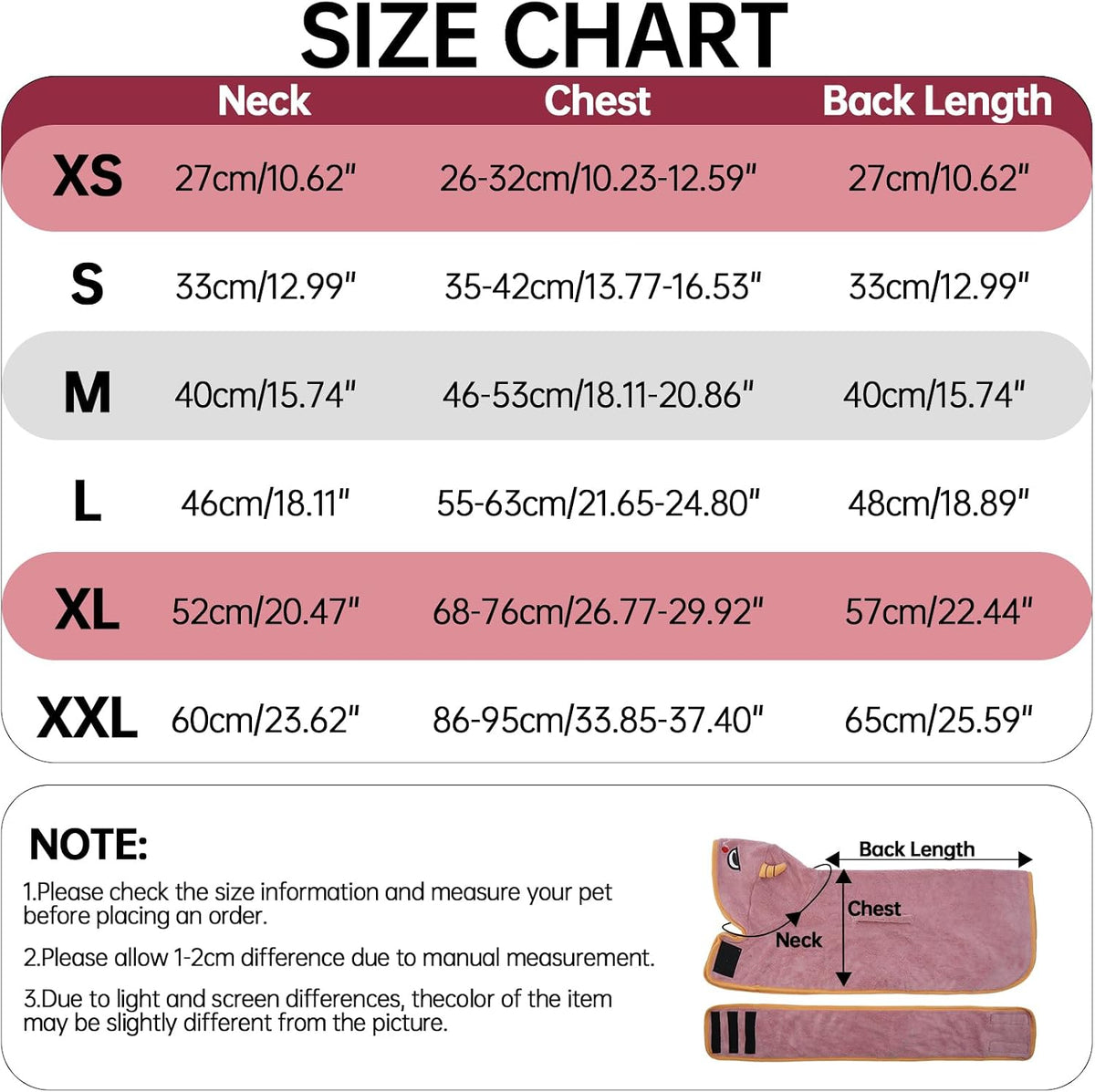 Dog Bathrobe, Fast Drying Coat - Extra Large / Pink - image 4