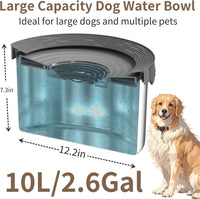 6.5L Dog Water Bowl No Spill 1.6 Gallon Stainless Steel Water Bowl - 10L+2 Filters - image 2