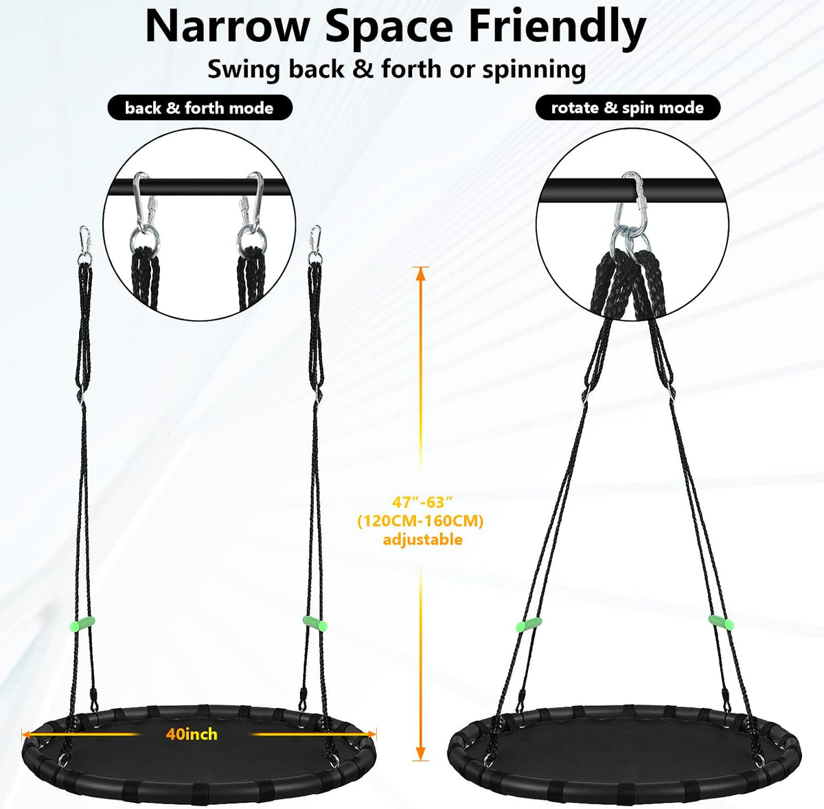 Tree Swing with PP Mat, Durable, Safe, and Easy to Install - 40 inches diameter+No Extra Straps - image 3