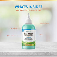 NaturVet Ear Wash w/Tea Tree Oil (Aloe & Baby Powder Scent) 8 oz