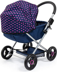 Bayer Baby Doll Stroller Toy Set with Bag - Navy with Hearts - image 4