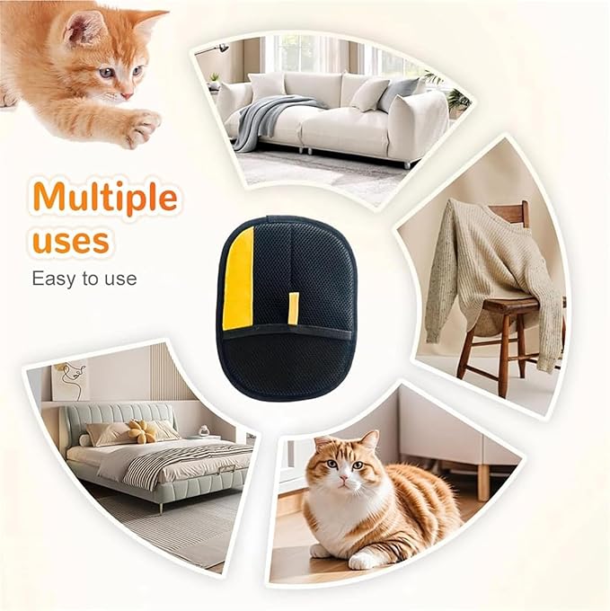 Pet Hair Removal Glove for Cats & Dogs, Electrostatic Gloves Pet Hair, Cat Grooming Gloves for Hairs Removal, for Couch, Clothes, Car, Carpet, Bed, Furniture (2Pcs)