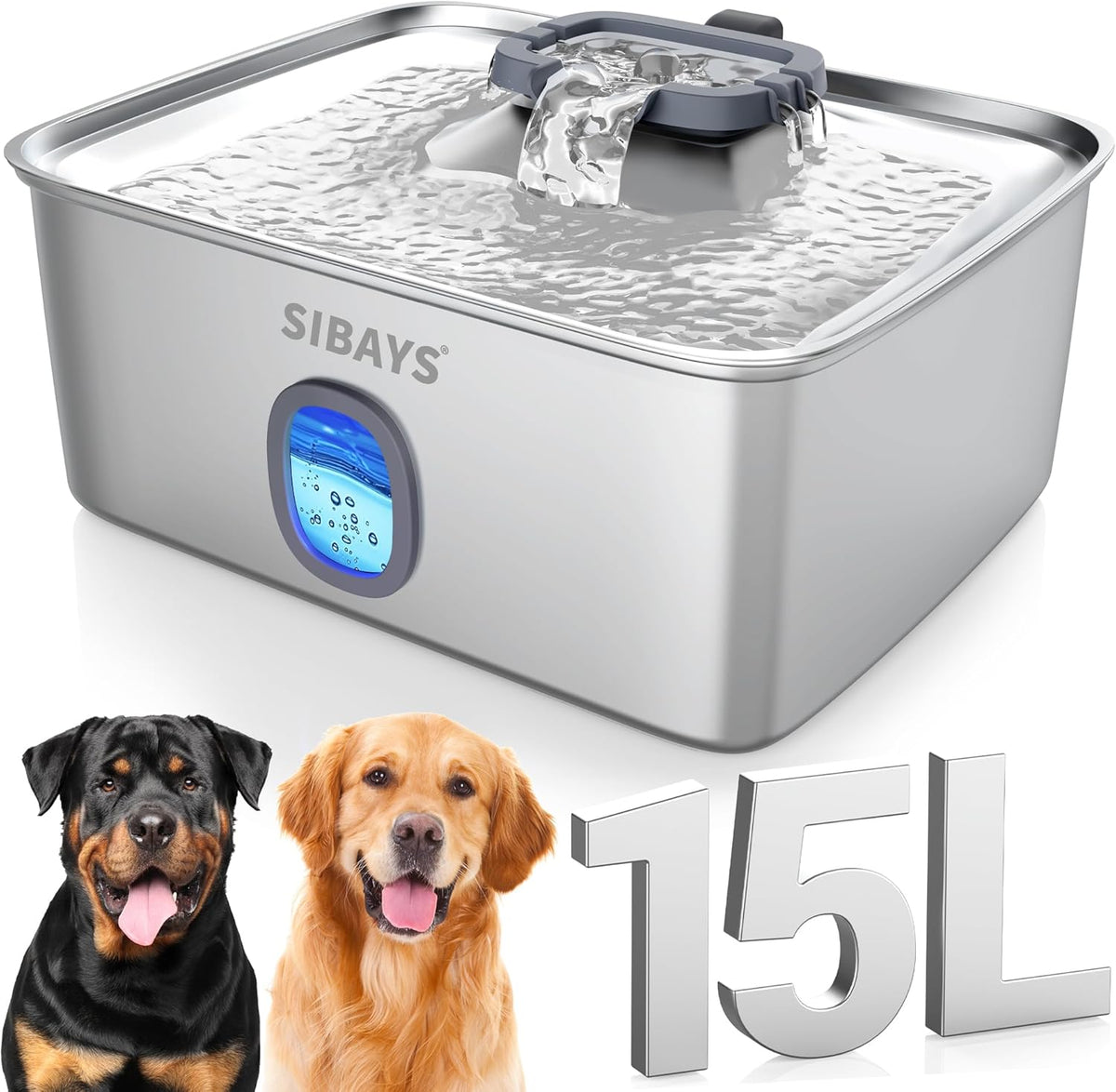 SIBAYS Large Dog Water Fountain