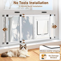Full Glass Cat Door for Window, 32"-37" Adjustable Width - Fit 32"-37" Window Width - image 4