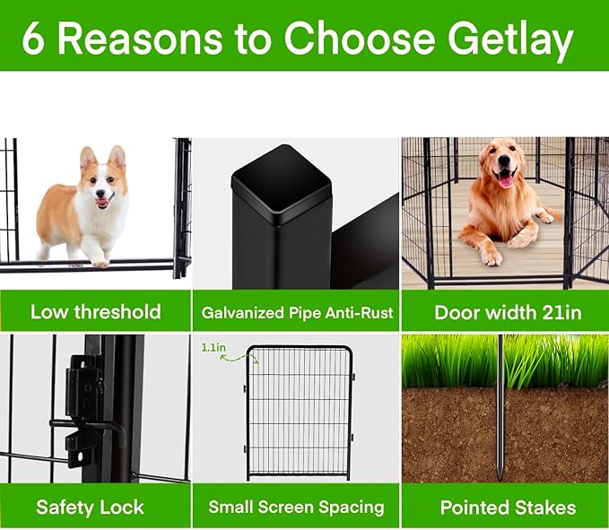 40in(H) Doorless Fence for Garden 14 Panels， 31.2 Ft(L) Barrier, Outdoor Garden Protection for Dogs Low Threshold,Indoor Fence Without Gate
