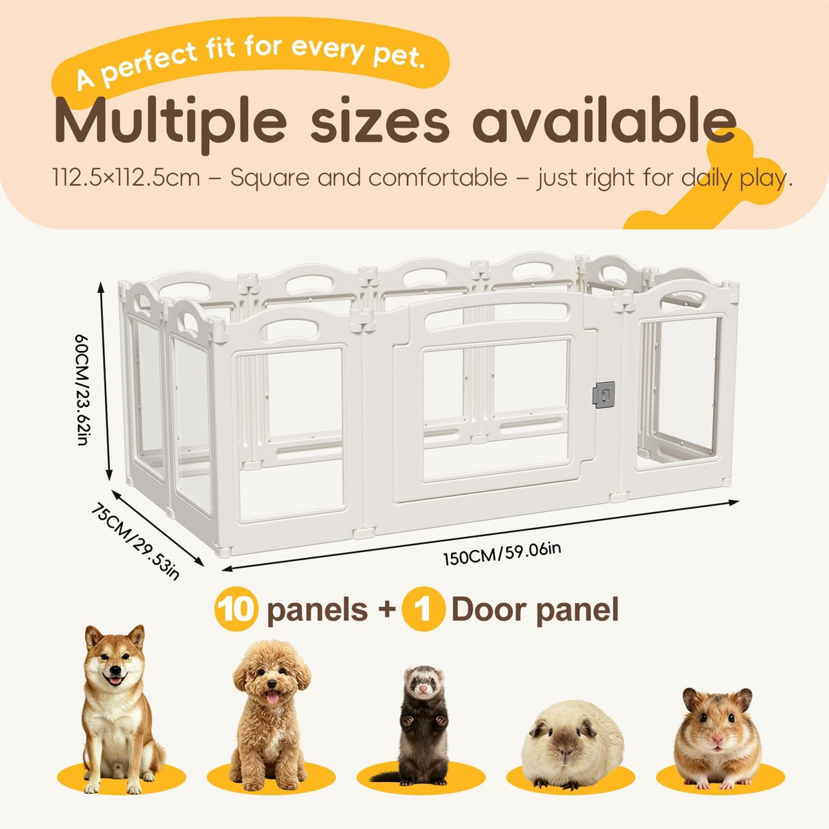 Foldable Clear Acrylic Dog Playpen with Door - White / 10 panels + 1 door / 23.6 inches - image 3