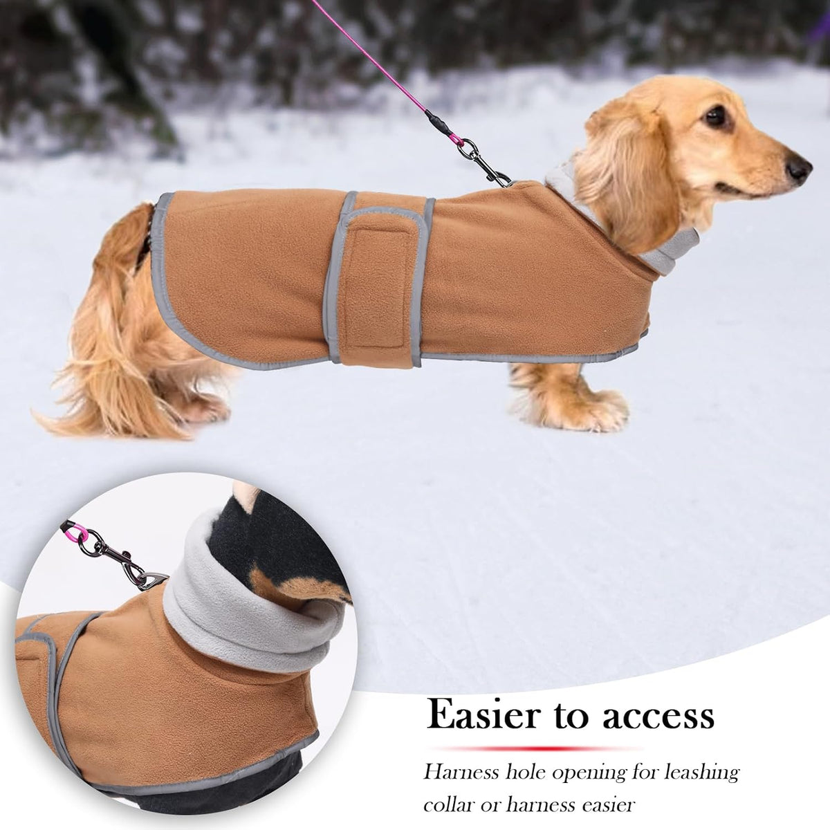 Dachshund Sweaters, Dachshund Coat Perfect Dog Winter Coat with Padded Fleece Lining - X-Small / Brown - image 3