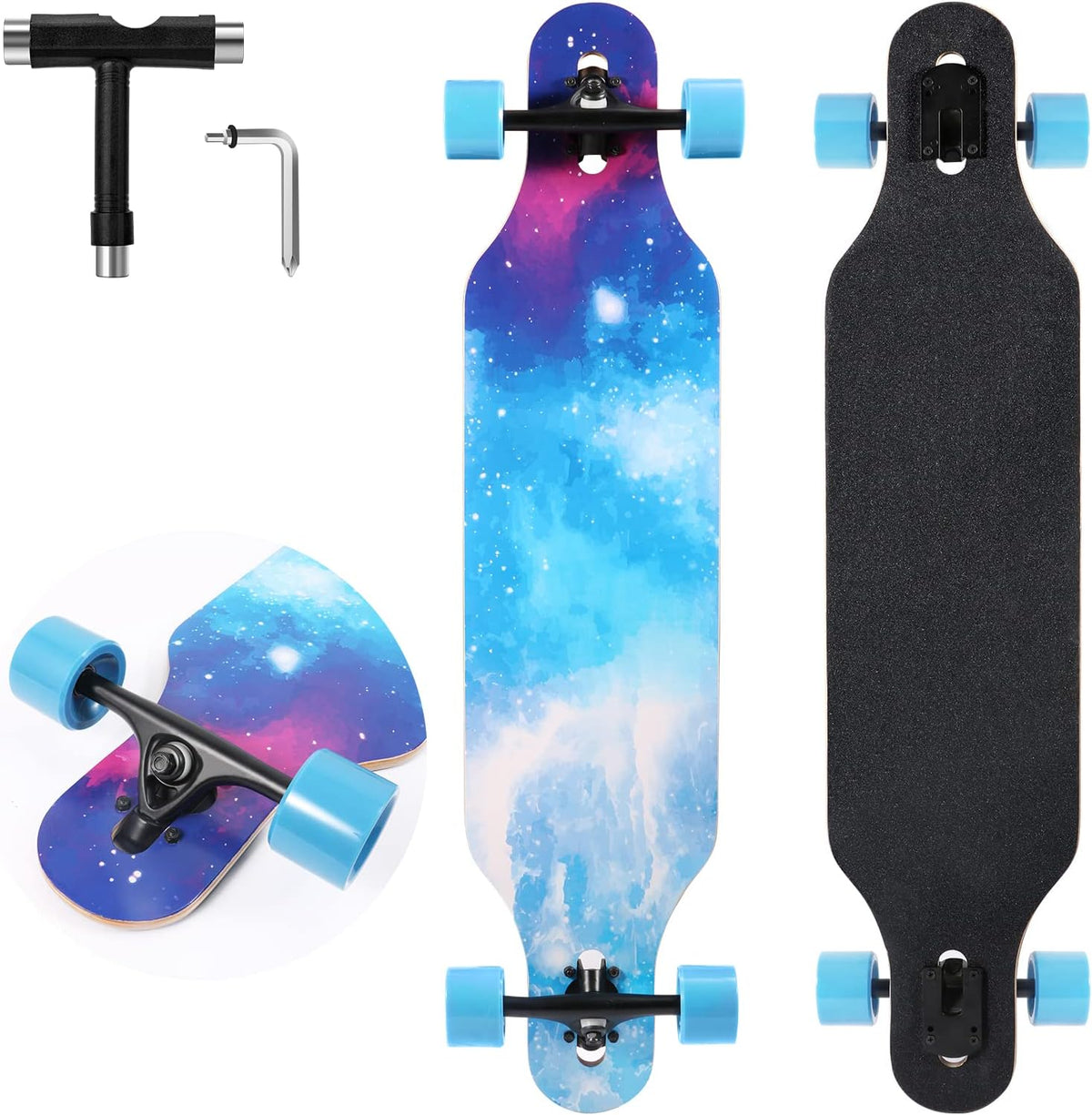 TLHB 41 inch drop through longboard skateboard with 9-ply maple deck and PU wheels - view 5