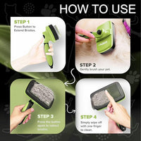 Pet Self Cleaning Slicker Brush and Grooming Comb - Gently Removes Loose Hair, Tangles, and Dirt - Skin Friendly Deshedding Grooming Tool for Hair Dogs & Cats - Pet Supplies Accessories (Green)