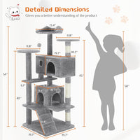 Sweetcrispy 54-inch Cat Tree Tower with Scratching Posts - Light Grey / 54*20*20IN - image 3
