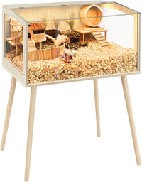 PROLEE Small Animal Cage, Hamster Cage Wooden Roof - 40.0"L x 20.0"W x 47.5"H / Window Roof
