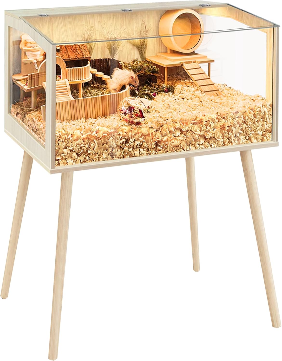PROLEE Small Animal Cage, Hamster Cage Wooden Roof - 40.0"L x 20.0"W x 47.5"H / Window Roof