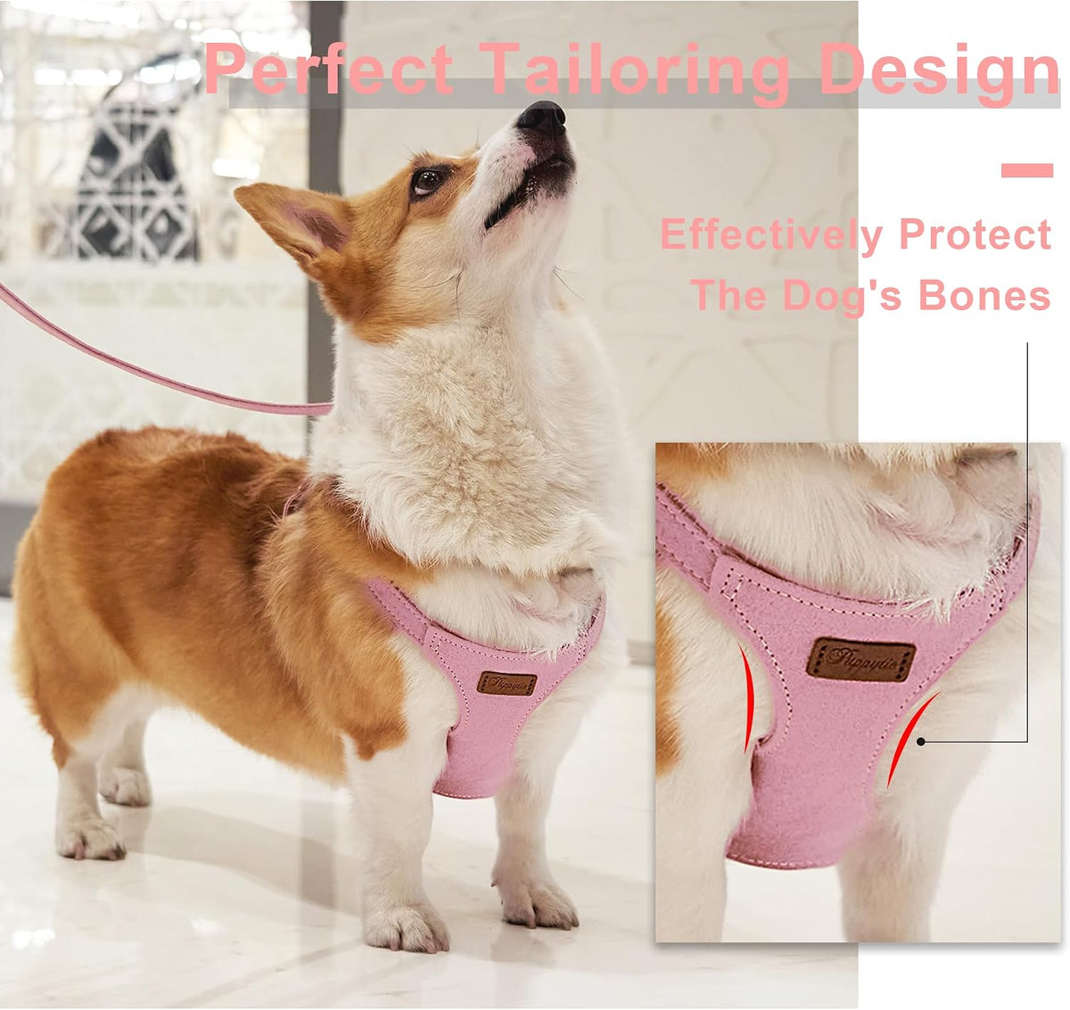 Puppytie Small Dog Harness and Leash Set, Pink, S – Essentials for Dogs - A-Pink / S(9-17.5lb） - image 2