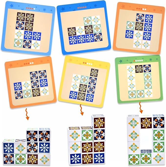Wooden Matching Game Puzzle Games, Pattern Block Match Puzzles Building Cubes with Bell for Kids and Adults Toys Board Games for Family Night-Board Games-BIG FRENCHIES-TinyTreasures Baby Boutique