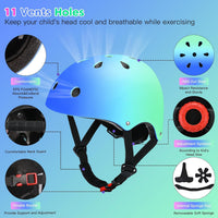 Toddler Kids Bike Helmet Set with Knee Elbow Pads - BlueBlueGreen-1 / Small: 20.1"-21.2"/51-54cm - image 2