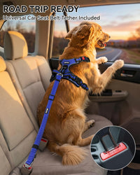 Joytale No Pull Dog Harness & Seat Belt, Easy On 3-Buckle, L - Navy Blue / Small - image 3