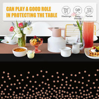 Childom 3 Pack Black and Gold Tablecloths for Events - Black and Rose Gold - image 3