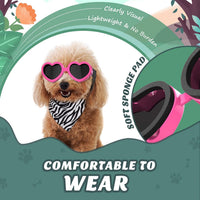 Lewondr Small Dog Sunglasses UV Protection Heart Shape Dogs Goggles - Pink / Heart - image 4